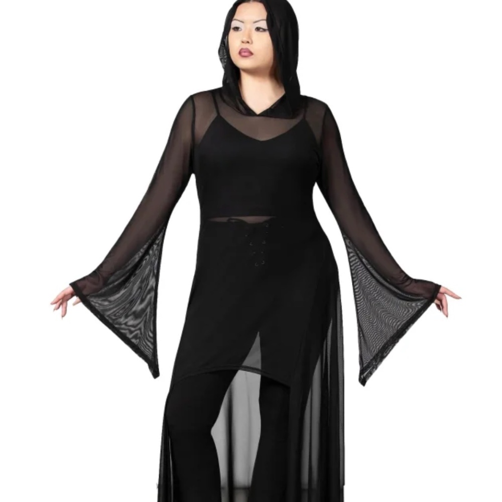 Killstar Sheer Mystery Cloak, Mesh dress, cape or coverup  NWT Sz Medium